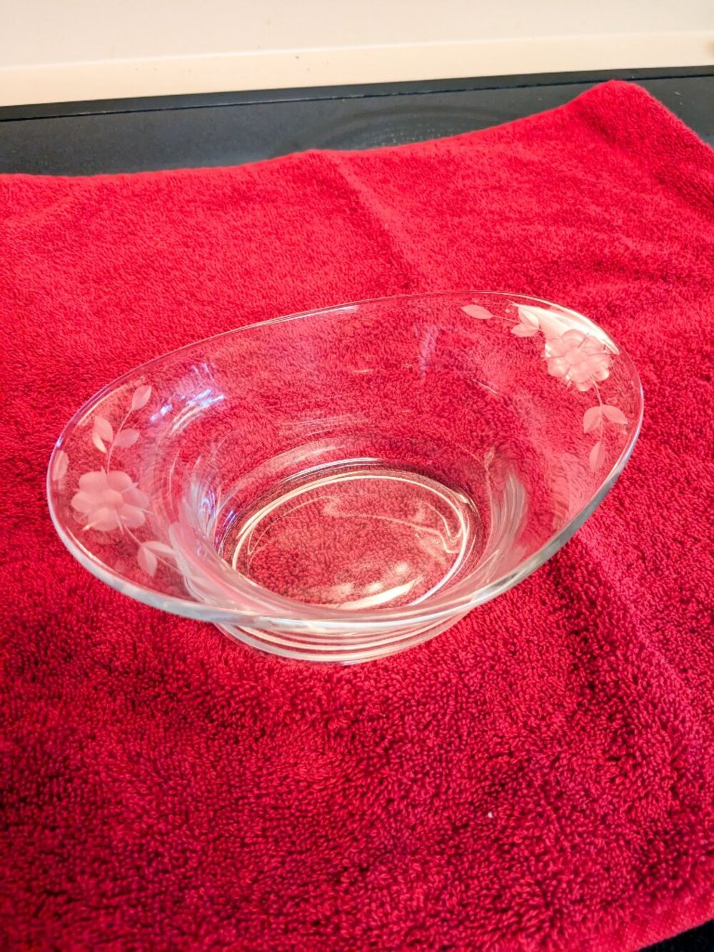 Vintage Clear  Flower Design Etched Glass Bowl Princess House